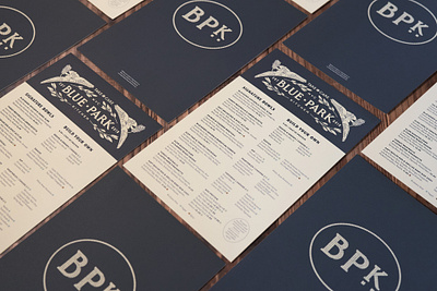 Blue Park Kitchen Handheld Menus brand identity branding custom type fast casual healthy restaurant logo menu design nyc restaurant branding