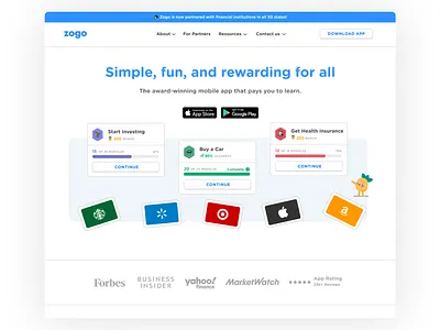 The new zogo.com website is up ! b2c duolingo education finance financial homepage website