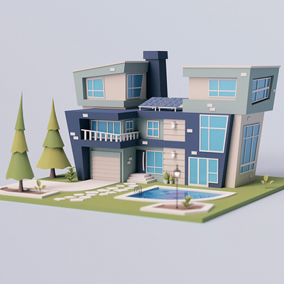 Cartoon Modern House modern modern house stylized