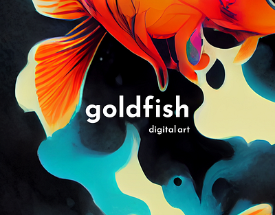Goldfish cinematic lighting comic style cute goldfish heavenly view illustration ink dropped in water interior design intimidating colors print art psychedelic cartoon pulp manga rainbow clouds rainbow goldfish vibrant colors
