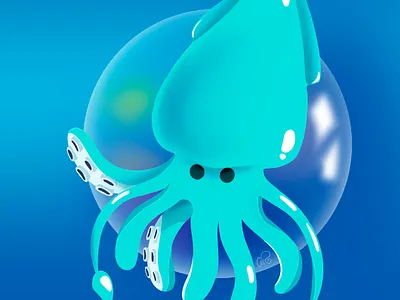 Cute calamarcitu applepencil bubble bule calamar cute design digital digital illustration illustration kawaii procreate sea unther the sea