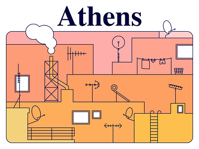 Infinite Rooftops /Athens art athens color palette colorful colors greece illustration typography