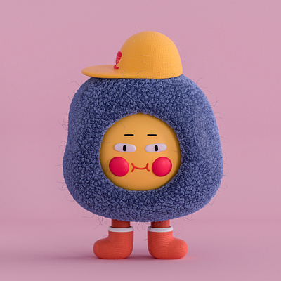 egg yolk man 3d design c4d color design figure hair illustration ip mascot role 三维