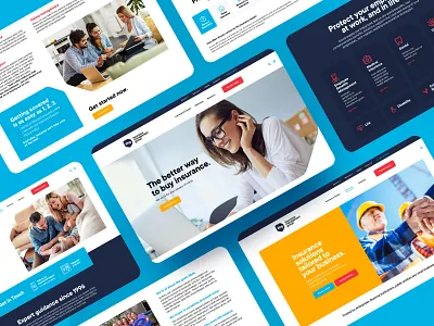 Insurance Management Group Website blue brand branding bright colorful corporate design friendly img insurance logo management red ui ux web website yellow