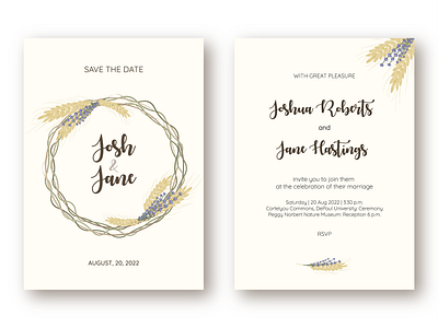 Rustic wedding invitation design autumn cafe design graphic design illustration invitation invitations love rustic summer vector village wedding