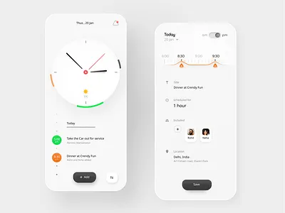 Schedule Clock Concept alarm android androidapp clock concept mobile planning schedule task theme todo uiux watch
