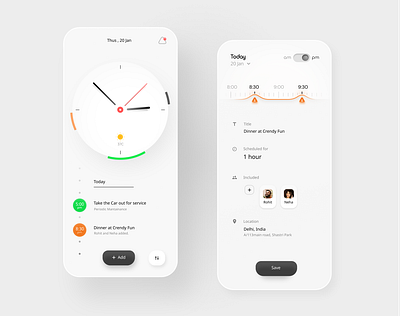 Schedule Clock Concept alarm android androidapp clock concept mobile planning schedule task theme todo uiux watch