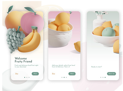 #DailyUI 023 - Onboarding app branding dailyui design fruit illustration mobile onboarding ui ux