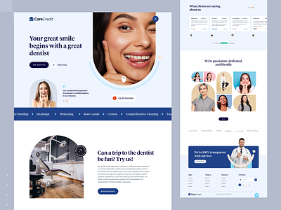 Dental Clinic Landing Page dental dental care dental clinic dental landing dental logo dental website design dentist design healthcare healthcare landing homepage landing page medical medical website teeth tooth ui ui design webdesign website