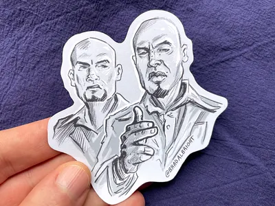 Sticker-A-Day May #11 - 'The Cousins' Salamanca better call saul breaking bad cousins drawing illustration line art pen and ink salamanca twins