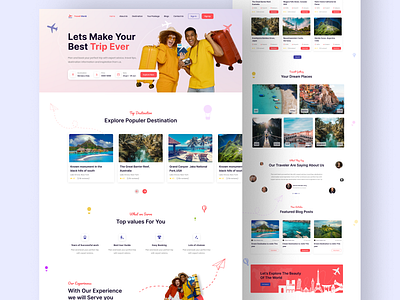 Travel Website Landing Page Design destination web template landing page psd design tour landing page travel agency travel booking travel website design uidesign uiux uxdesign web template web ui design website design