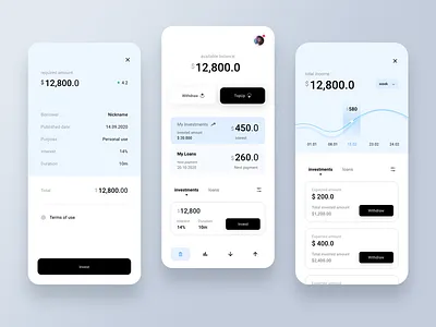 P2P Lending app design app ui banking clean concept finance fintech inves lending loan mobile p2p ui ui design uiux ux