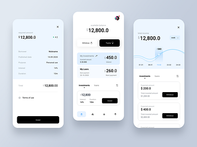 P2P Lending app design app ui banking clean concept finance fintech inves lending loan mobile p2p ui ui design uiux ux