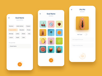Goals app design banking clean finance fintech fun goals mobile app mobile ui ui ui design uiux ux
