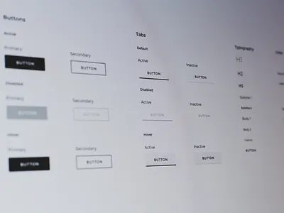 Design system atoms active atomic design system atoms buttons design system design thinking disabled figma font hover inactive molecules organisms product design sketch style guide tabs typography ui underline