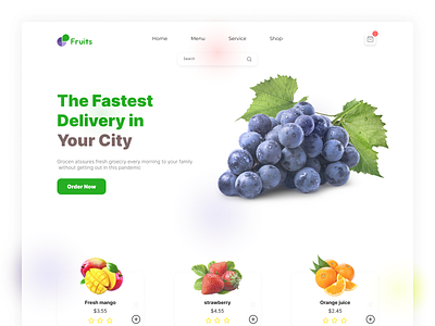 Web site design: Landing page adobe xd anik clean creative design drink figma food fruit fruit shop fruit store home page landing landing page modern shop store trending web design web header