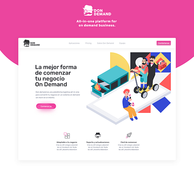 Don Demand landing page adobe xd figma illustrations landing landing page on demand ondemand ui web web design