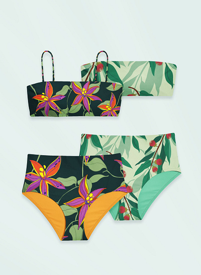 Tropical Bikini Mockup adobe illustrator australian foliage bikini design design floral floral pattern illustration mockup repeat pattern swimwear tropical pattern vector illustration womens