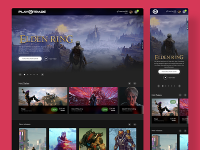 Videogame ecommerce web buy devil may cry ecommerce elden ring games landing landing page mobile landing purchase rage responsive landing shop ui videogames web web design