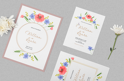 Wedding invitation with flowers ♥ branding cute design design graphic design illustration invitation vector wedding wotercolor brush wotercolor flawer wotercolor invitation
