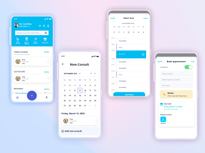 Vet app UI - Appointment Experience app clean flow minimal mobile muzli pets ui