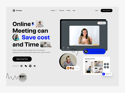 Virtual Meeting Platform - Landing Page activity clean conference design digital landing page live meetings minimal platform ui ui design uiux video call virtual virtual meeting web website whitespace zoom