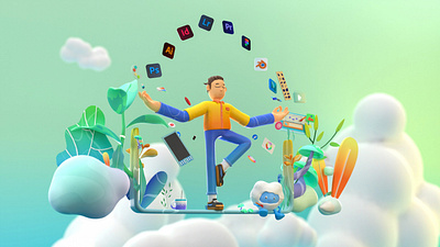 Creator - yoga 3d 3d design cartoon design illustration