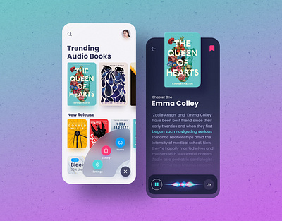 Audio book app UI design concept adobe xd audio book book figma mobile app sinthai sinthaistudio ui xd