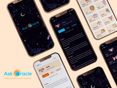 ASK-Oracle Horoscope app Design app theme design branding design horoscope app design illustration motion graphics ui ui design vector