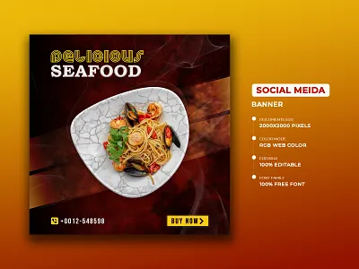 Delicious Sea Food Banner Design | Web Banner Design ad banner ad banners ads banner design branding design facebook ad facebook ads facebook banner food banner google ad banner graphic design illustration instagram instagram banner instagram stories instagram template motion graphics restaurant social media post
