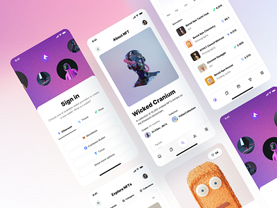 NFT Marketplace Mobile App - NeoFT UI kit art auction blockchain crypto cryptocurrency defi market marketplace mobile app nft nfts opensea rarible startup store token trading ui design ui kit user interface