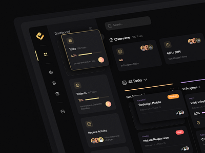 Cluster | Team management dashboard dark mode dashboard project manager task manager team management ui web design