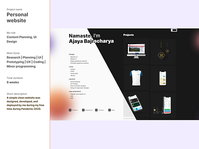 Personal website - Content Planning, UI Design coding planning programming prototyping research ui ux