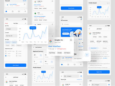 Job Finder App android app app design applicant clean ui employee find job graphic hire job job finder job portal job search mobile design ui ui design ui ux ux design vacancies work