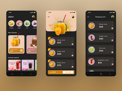 Fruit Juice App app design fruite juice juiceapp ui ux