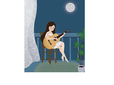 Music in a full moon night!! animation art branding design graphic design icon illustration logo ui vector