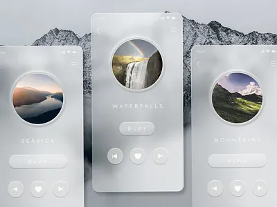 Neumorphism for Nature Sounds App app design figma glassmorphism graphic design music ui neumorphism