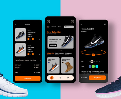 Footwear App app branding design footwear app footwear ecommerce graphic design illustration ui ux