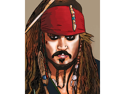 Johnny Depp from Pirates of the Caribbean art design graphic design illustration johnnydepp pirates procreate