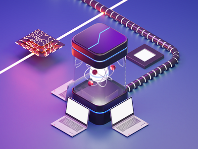 Quantum Computer! 3d 3d illustration b3d blender blender 3d computer design graphic design lowpoly quantum quantum computer quantum computing