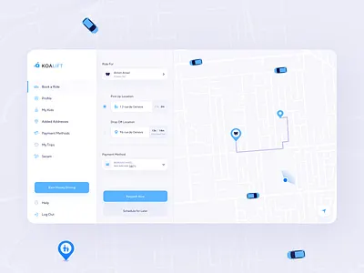 Koalift Blue (Web App) - Book a Ride app app design design ui ui design ux ux design web app