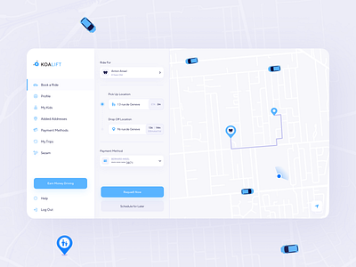 Koalift Blue (Web App) - Book a Ride app app design design ui ui design ux ux design web app