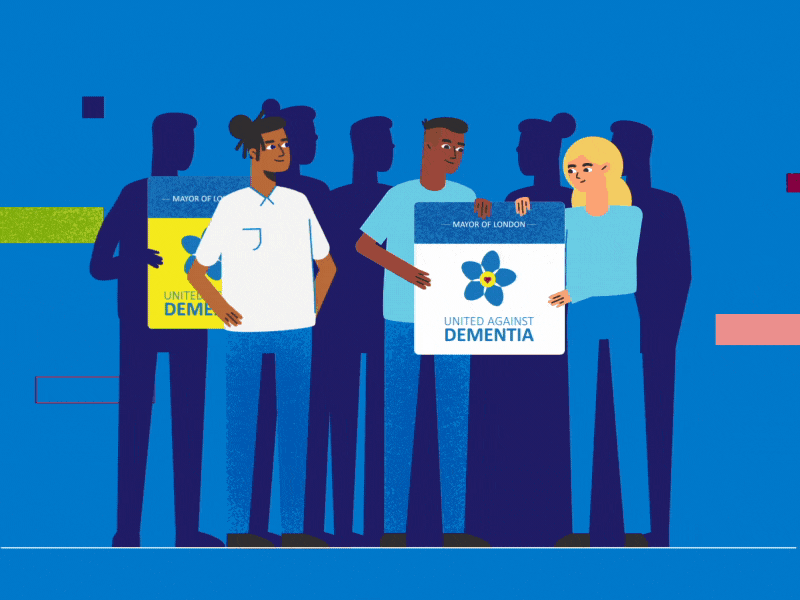 united against dementia 2d 2d animation adobe adobe after effects adobe illustrator alzheimers animation character dementia design gif group illustration logo london loop motion graphics motiongraphics people