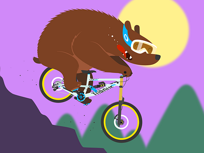 Downhill bear cycling illustration personal project