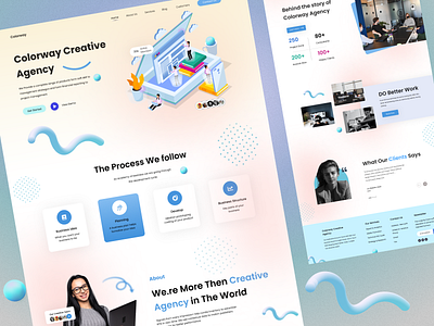 Colorway Agency Landing Page agency design illustration landing page design logo nft travel ui ui design uiux webpage design