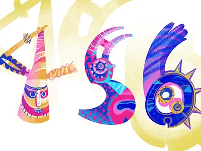 Letters character illustration kids lettering letters procreate type