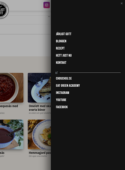 Desktop navigation design for javligtgott.se branding cooking design desktop elementor figma jetengine mobile navigation recipes