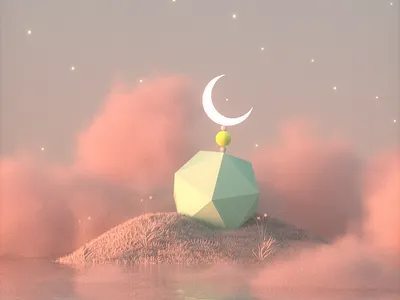 moonscape 3d 3d art brand identity c4d cinema 4d clouds dreamscape moon octane pastel symbols