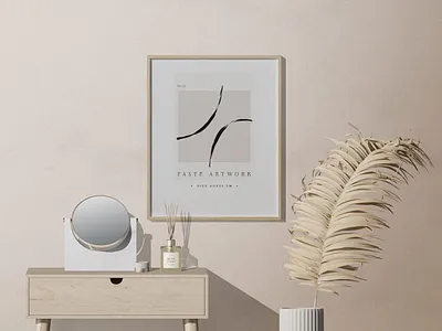 Frame Mockup On The Wall With Dry Palm In Interior graphicdesign