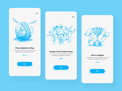 Fantasy Cricket App Onboarding cricket app cricket fantasy cricket match cricket match ui cricket mobile app cricket ui fantasy app flat ui ios app minimal ui mobile app onboarding onboarding screen score app score card score ui scoring ui ui design watch live app